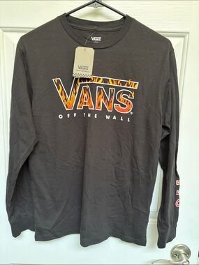 Vans Black Long-Sleeve Tee with Flame Logo